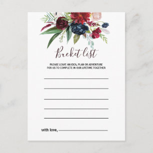 Modern Burgundy Navy Blommigt Bucket List Cards Vykort
