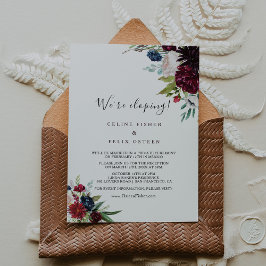 Modern burgundy Navy  Elopement Recept Inbjudningar