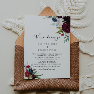 Modern burgundy Navy Elopement Recept Inbjudningar