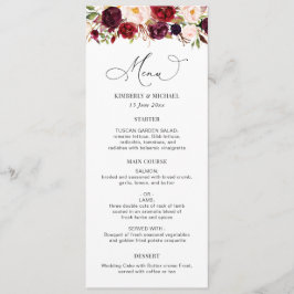 Modern Burgundy och Blommigten Bröllop Meny