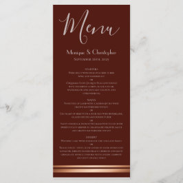 Modern Burgundy och Copper Bröllop Menu Meny