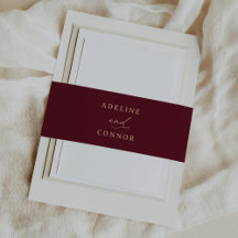 Modern Burgundy och Guld Calligraphy Bröllop