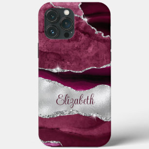 Modern burgundy och Silver Agate Monogram