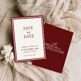 Modern Burgundy Old Money Wedding Save The Date Spara Datumet