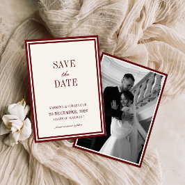 Modern Burgundy Old Money Wedding Save The Date Spara Datumet