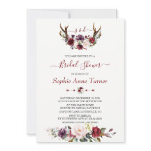 Modern Burgundy Plum Blommigt Antlers Möhippa