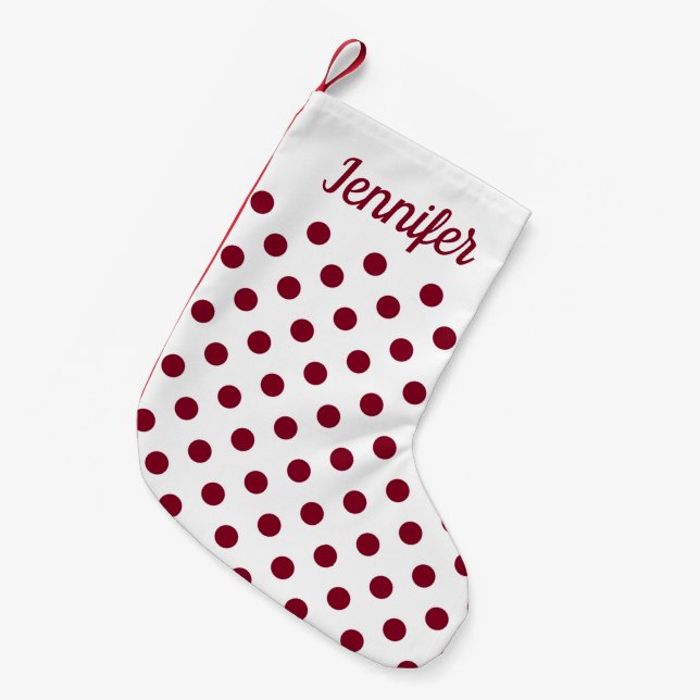 Modern Burgundy Polka dots Mönster Liten Julstrumpa (Framsidan (Hängande))
