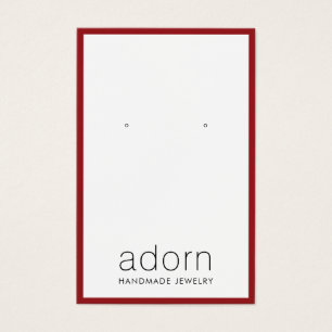 Modern Burgundy Red Gräns Earring Visning Card Visitkort