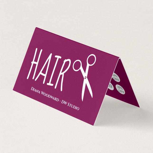 Modern Burgundy Red Hairdressers Loyalty Visitkort (Framsida)