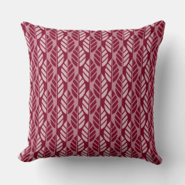 Modern burgundy Red Lövs Patterned Kudde