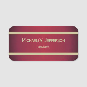 Modern Burgundy Red och Guld: Elegant Namn & Titel Namnbricka