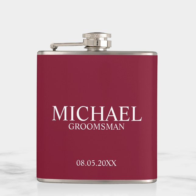 Modern Burgundy Red Personlig Groomsman Fickplunta (Skapare uppladdad)