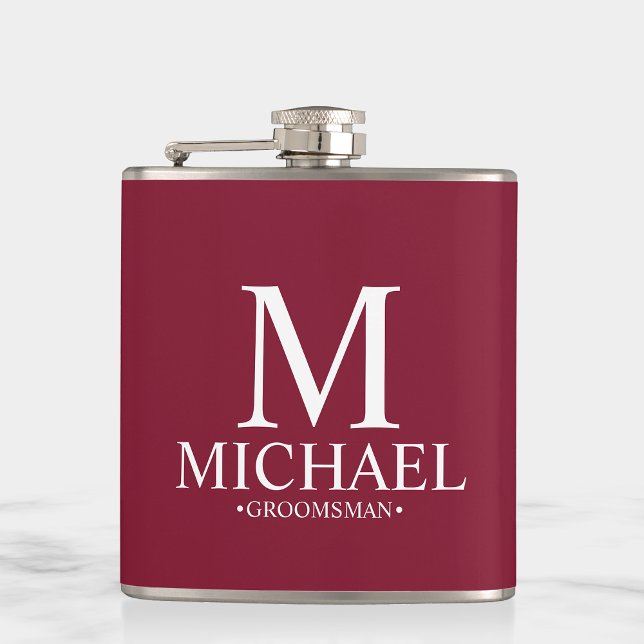 Modern Burgundy Red Personlig Groomsman Fickplunta (Skapare uppladdad)