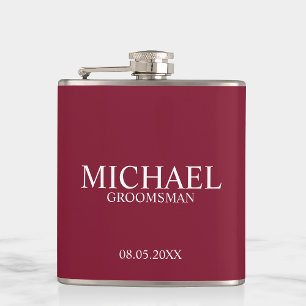 Modern Burgundy Red Personlig Groomsman Fickplunta