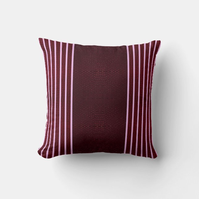 Modern Burgundy Reptile Skin & Stripe  Kudde (Framsida)