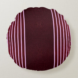 Modern Burgundy Reptile Skin & Stripe  Rund Kudde
