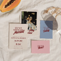 Modern Burgundy Retro Fetbold Funkig Unik Bröllops