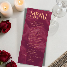 Modern Burgundy Retro Whimsical Fun Wedding menu  Meny