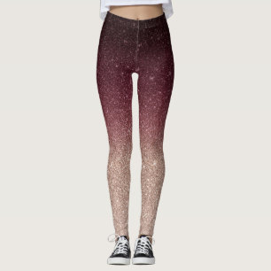 Modern Burgundy & Ro Guld Glitter Leggings