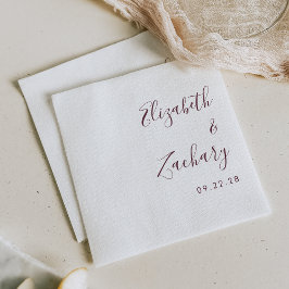 Modern Burgundy Script Bröllop Pappersservett