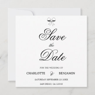Modern Burgundy Script Ivory Bow Chic Wedding Card