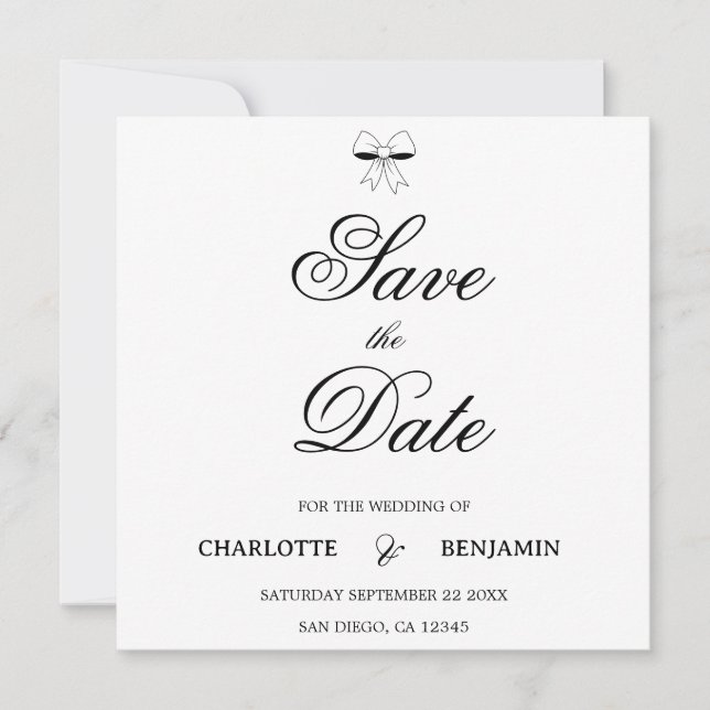 Modern Burgundy Script Ivory Bow Chic Wedding Card (Framsida)