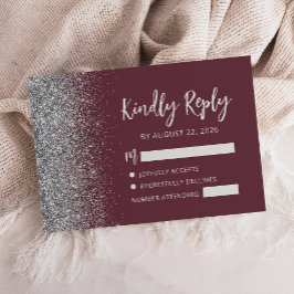 Modern Burgundy Silver Glitter Kant OSA Kort