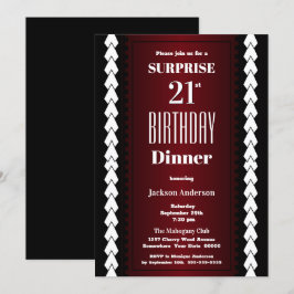 Modern burgundy Surprise 21:a födelsedag Inbjudningar