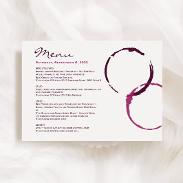 Modern Burgundy Vin Stain Ringar Bröllop Meny