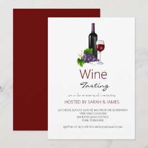Modern Burgundy Vin Taste Party Inbjudningar