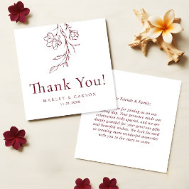 Modern Burgundy Wedding Budget Thank You Anteckningskort