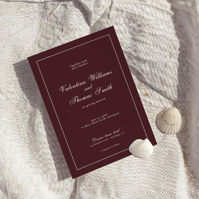 Modern Burgundy Wedding Invitation Inbjudningar (Skapare uppladdad)