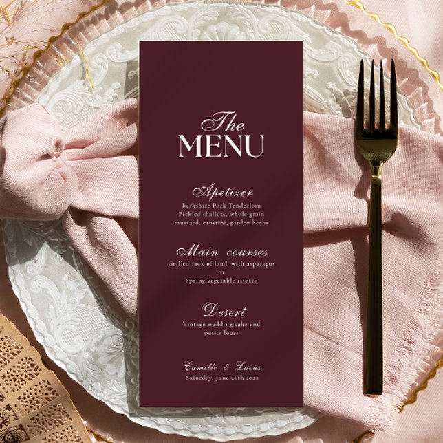 Modern Burgundy Wedding Menu (Skapare uppladdad)