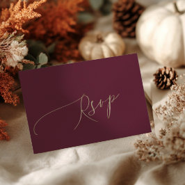 Modern Burgundy Wedding RSVP OSA Kort