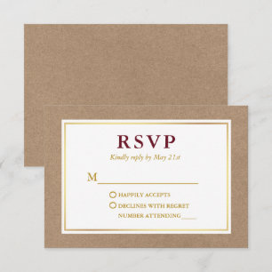 Modern Burgundy White Guld Kraft OSA Kort