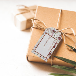 Modern Burgundy Wildblommor | Elegant Boho Blommig Presentetikett