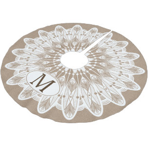Modern Burlap för Faux för vitsnöreMandala Julgransmatta Borstad Polyester