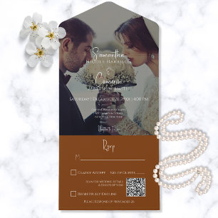 Modern Burnt Orange Rust Elegant Photo QR-kod