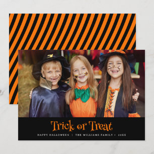 Modern Bus eller godis Happy halloween-foto Kort