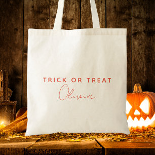 Modern Bus eller godis Typography Kids Halloween Tygkasse