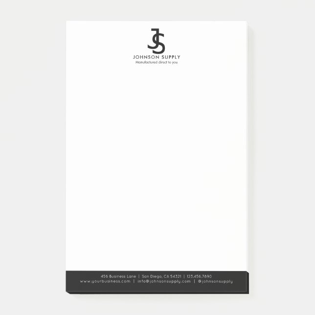 Modern Business Anpassningsbar Company Monogram-Lo Post-it Block (Framsida)