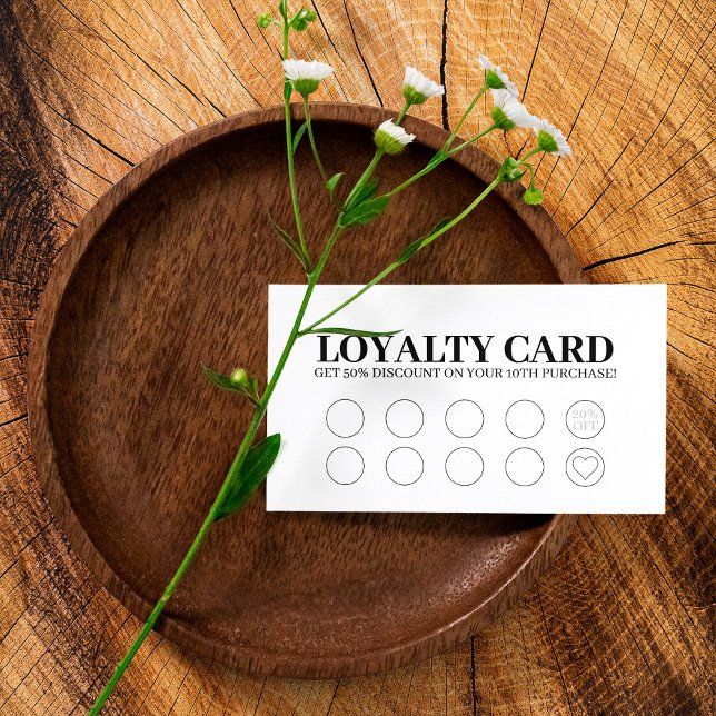 Modern Business Black White Rabatt Loyalty Card Lojalitetskort (Skapare uppladdad)
