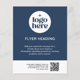 Modern Business Blue Custom Logo QR Code Business Flygblad