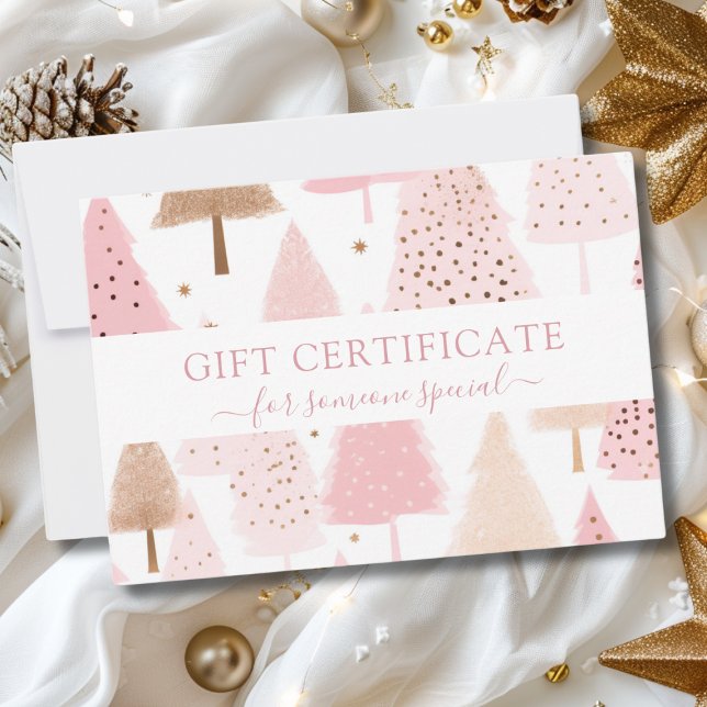 MODERN BUSINESS CHRISTMAS CERTIFIKAT-gåva till dig (Modern, Christmas Trees Pattern, Business Gift Certificate. )