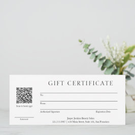 Modern Business Gift Certificate för enkel QR-kod