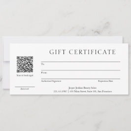 Modern Business Gift Certificate för enkel QR-kod