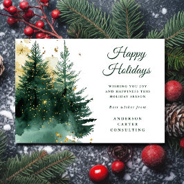 Modern Business Gold Green Christmas Holiday Card Julkort