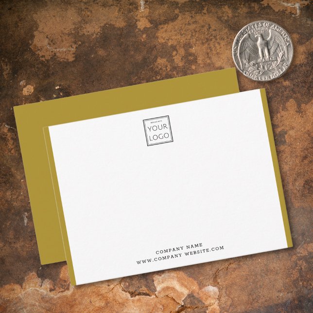 Modern Business Logo Company Name Gold Border Anteckningskort (Skapare uppladdad)