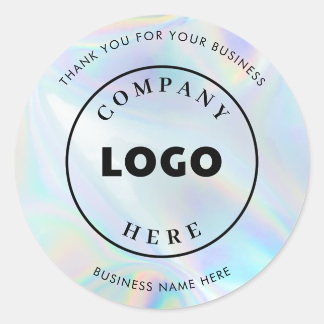 Modern Business Logo Holographic Custom Runt Klistermärke (Framsida)