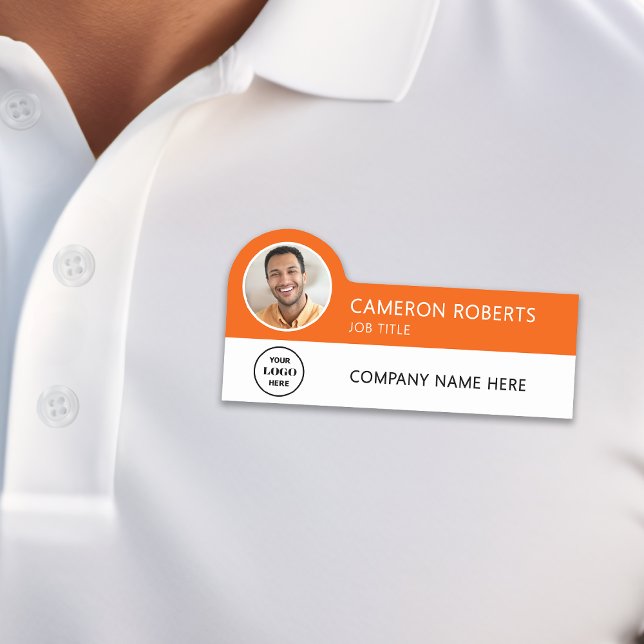 Modern Business Logo Orange Photo Magnetic Namnbricka (Skapare uppladdad)